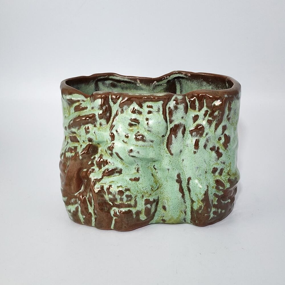 Frankoma Pottery Prairie Green Cork Tree Vase Planter B 3